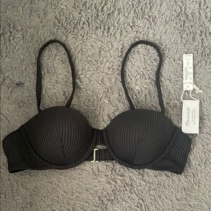Madewell Ribbed Black Bikini Top, S, NWT